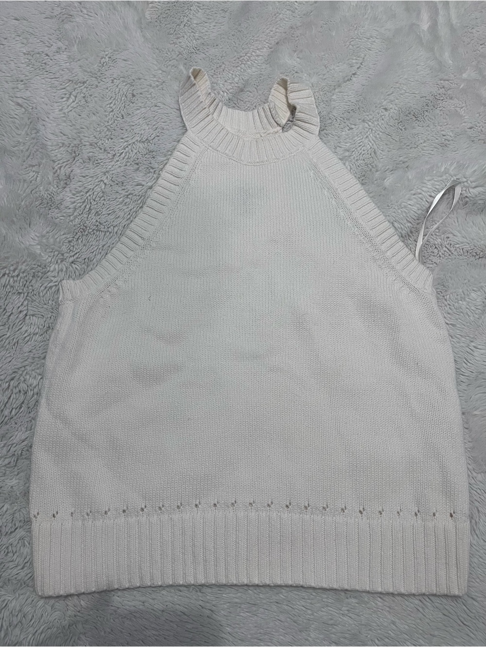 Banana Republic White Ribbed Mock Neck Sweater Tank